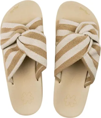 Zdjęcie produktu dla Klapki damskie Flip Flop Wedgy Twist lekkie beżowe w paski 39