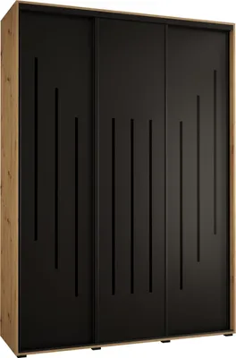 Produktbild von MEBLE KRYSPOL Cannes 8 Schrank mit 3 Schiebetüren - 205,2x180x60 cm - Artisan Schwarz Schwarz