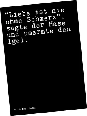 Produktbild von Mr. & Mrs. Panda Postkarte "Liebe ist nie ohne... - Schwarz - Geschenk, Ansichtskarten, Liebe Liebeskummer Herzschmerz Verliebt, Fotokarte, Grußkarte, Sprüche, Postkarten