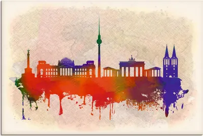 Produktbild von ARTland Leinwandbild Berlin Deutschland Skyline Größe: 90x60 cm