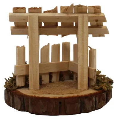 Produktbild von Krippenstall aus Holz 8x8x9 cm für 4 cm Figuren, ohne Zubehör