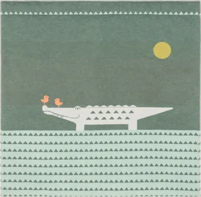 Produktbild von Krabbeldecke gefüttert Krokodil Farbe Tannengrün 120x120cm von David Fussenegger