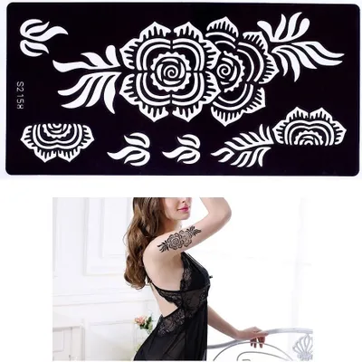 Produktbild von Henna Tattoo Schablone Airbrush Stencil Blume Rose