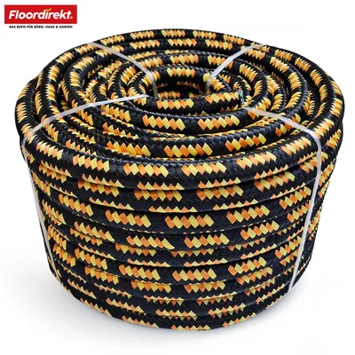 Produktbild von Floordirekt Polypropylen-Seil K2, reißfestes UV beständiges Allzweckseil, schwimmfähig für Outdoor, Boot, Camping – Schwarz, Ø: 14 mm, Länge: 20 m