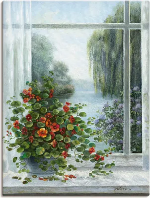 Produktbild von ARTland Leinwandbild Kapuzinerkresse am Fenster Größe: 45x60 cm