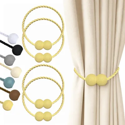 Productafbeelding van Magnetische gordijnklemmen - set van 4 - voor het bevestigen van gordijnen - goud