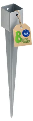 Produktbild von BirnePower Einschlagbodenhülse 121x121mm, 900mm Länge (1 Stück), Pfostenträger, Feuerverzinkt, Bodenanker, Pfostenanker, Erdanker, Vierkant