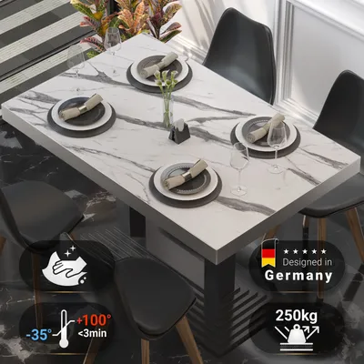 Produktbild von BRASIL | Gastro Tischplatte | B:T 120 x 70 cm | Weiß Marmor | Rechteckig | Gastro Tischplatte