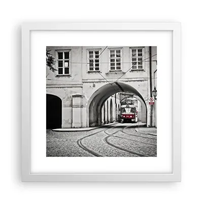 Produktbild von Gerahmtes Poster - Weißer Rahmen - Tschechisch Straßenbahn Prag - 30x30 cm - Wand Bild - Wanddeko - Wandbilder - Wandposter - Bilderrahmen - Bilder - Kunstdruck - Wandbild - P2WAC30x30-4193