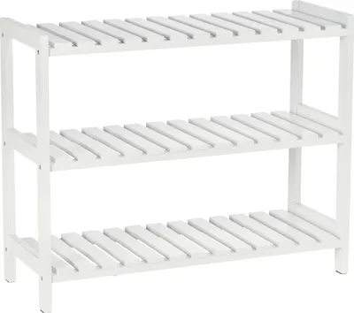 Produktbild von Schuhregal aus Holz - Schuhablage - 3 Ebenen - Für 9 Paar - 70x26x57,5 cm - Kiefernholz und MDF - Weiß