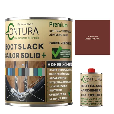 Produktbild von Contura 2.75Liter 2K Bootslack SEIDENMATT RAL Farbe Yachtlack Holzlack GFK Metall Boot Schiffslack - Schwedenrot RAL 3009 - (2.5Liter + 250ml. HÄRTER)