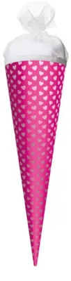 Produktbild von Roth Geschenk-Schultüte Silberne Herzen, 35cm, rund, Tüllverschluss