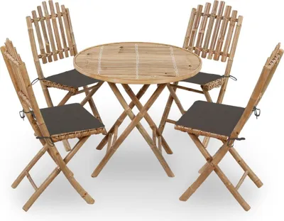 Produktbild von Maison Exclusive - 5-tlg. Garten-Essgruppe mit Kissen Klappbar Bambus