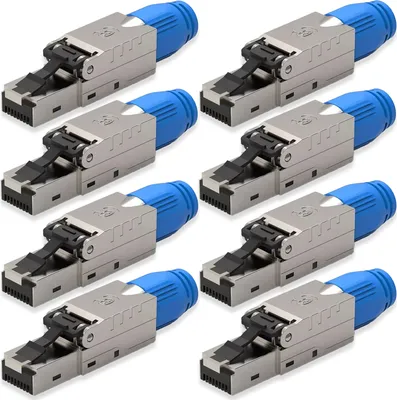 Produktbild von NEXMEX 8x Netzwerkstecker Cat 8 CAT8.1 RJ45 Stecker Werkzeuglos Metall 40Gbps