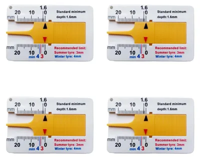 Produktbild von Reifenprofiltiefenmesser Profiltiefenmesser - Kunststoff - 0-20 mm - 4 Stück