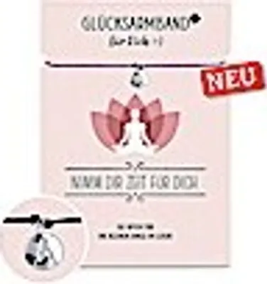 Produktbild von Glücksarmband für Dich :-)  'Nimm Dir Zeit für Dich', elastisches Armband mit Buddha-Anhänger aus einer Zinklegierung auf Karte