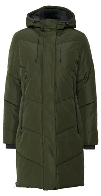 Productafbeelding van Oxmo OXJuna dames winterjas, parka met capuchon, elastische tailleband, ritszakken, zijritsen, regular fit