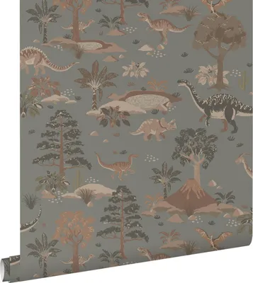 Obrázok produktu pre ESTAhome tapety dinosaury šedá modrá a hnedá 50 x 900 cm