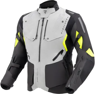 Produktbild von Rebelhorn Hiker 4 wasserdichte Motorrad Textiljacke, schwarz/grau/gelb, XL