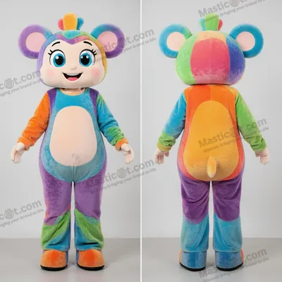 Image de Mascotte MASTICOT marcheuse sur échasses colorée et ludique
