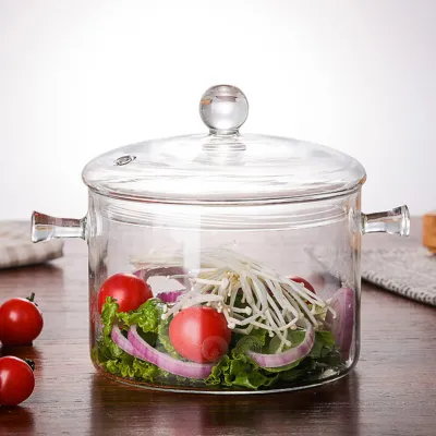 Produktbild von Glas Kochpfanne gesunde hitzebeständige transparente Kochsuppe Glasmilchtopf mit Deckel
