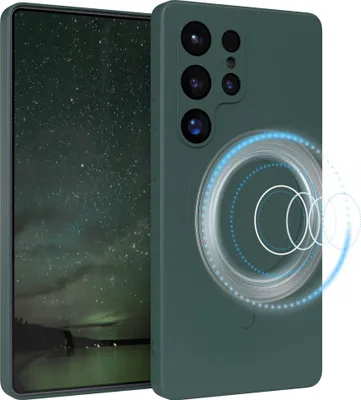 Produktbild von EAZY CASE - Silikonhülle magnetisch für Samsung Galaxy S25 Ultra, Hülle Silikon, weich stoßfeste Magnet Handyhülle, Schutzhülle mit Kameraschutz, TPU Bumper in Grün