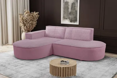 Produktbild von Kaiser Möbel Modernes L-förmiges Designer-Ecksofa Modena Soft Rosa Links