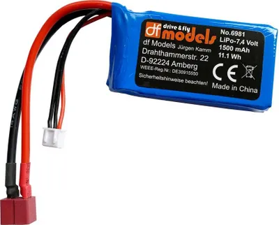 Zdjęcie produktu dla DF-Models LiPo Battery 2S - 7.4 Volt - 1500mAh - T-Plug 6981