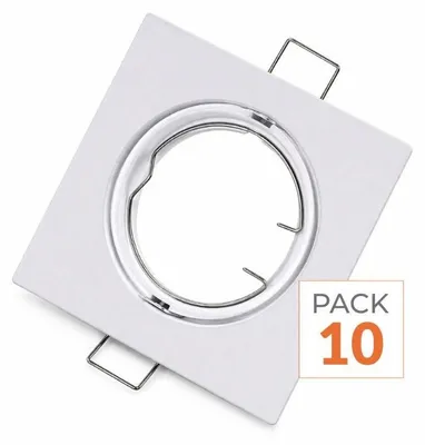 Image de Spot encastrable LED GU10 orientable, carré, de couleur blanche - Pack de 10