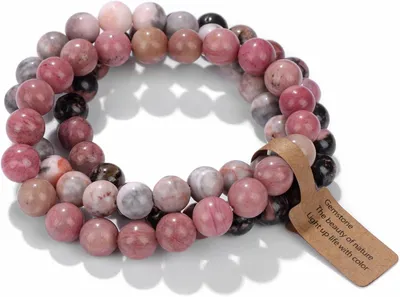Produktbild von 3 STÜCKE Heilkristall Armbänder für Frauen 8mm Naturstein Perlen Stretch Armband Amethyst Schmuck Geschenke