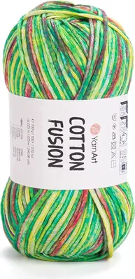 Produktbild von YarnArt Baumwolle Fusion Włóczka, 100% Baumwolle, 225m/100g, Mix Jungle, Sommer Neuheit