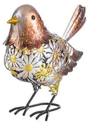Produktbild von Dehner Dekofigur Vogel, frostbeständige Gartenfigur, 31 x 26 x 14 cm, Eisen, gelb