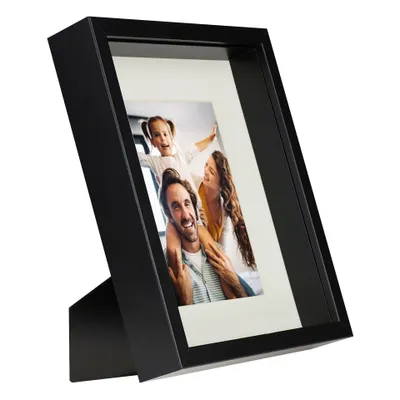Produktbild von bd-art Objektrahmen, Schwarz, Außenmaß: 22.5x27.5x4.7 cm; Innenmaß: 20x25x3 cm; Passepartoutöffnung: 13x18 cm, mit Passepartout, für Wand oder Desktop, für Erinnerungsstücke, flexibles Glas (vorne/hinten)
