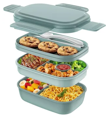 Produktbild von DOPWii Lunchbox 1900ML Lunchbox für Erwachsene,Brotdose Kinder mit Fächer, Blau