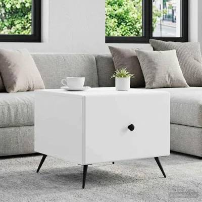 Obrázok produktu pre Maison Exclusive – Konferenčný stolík s zásuvkami, biela farba, 49 x 50 x 40 cm, drevotrieska