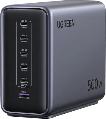 Image de Chargeur rapide de bureau Ugreen X759 500 W GaN 6 en 1 5 x USB-C 1 x USB-A PD 3.1