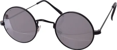 Produktbild von TE-Trend 70er Hippie Karneval Brille rund schwarz verspiegelt Kostüm Zubehör Partybrille Flower Power Lennon Osborne
