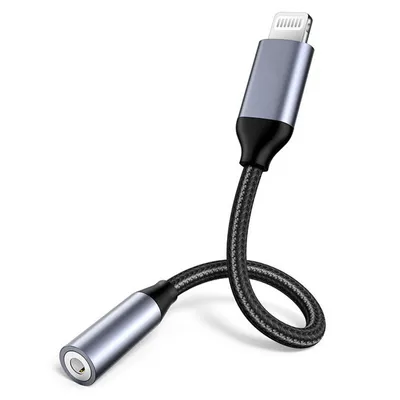 Produktbild von Lightning auf 3,5 mm Klinke Adapter  iPhone Kopfhörer Adapter Kompatibel mit iPhone 12 Pro Max Mini iPhone Se 11 Pro Max iPhone XR XS Max X 8 7 Plus (Grau)