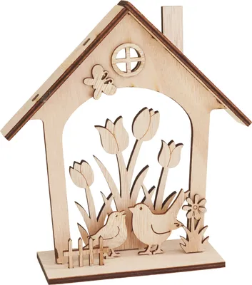 Produktbild von VBS Holz-Steckmotiv Haus "Frühlingserwachen", 12-tlg., Sperrholz