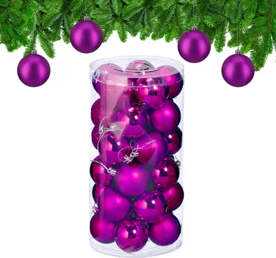 Obrázok produktu pre Vianočné gule Relaxdays v 30-dielnej sade, plast, priemer: 6 cm, okrúhla vianočná výzdoba na stromček, nerozbitná ozdoba na stromček, ružová