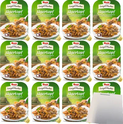 Produktbild von Buss Jägertopf Eiernudeln mit deftigen Fleischklößchen und Champignons in einer feinen Bratensauce VPE (12x300g Packung) + usy Block