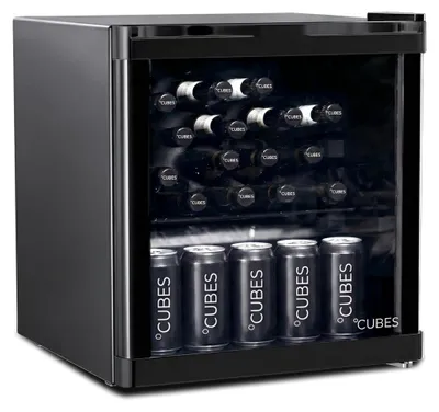 Mini-Kühlschrank 48 l schwarz mit Glastür, leise, 39 dB