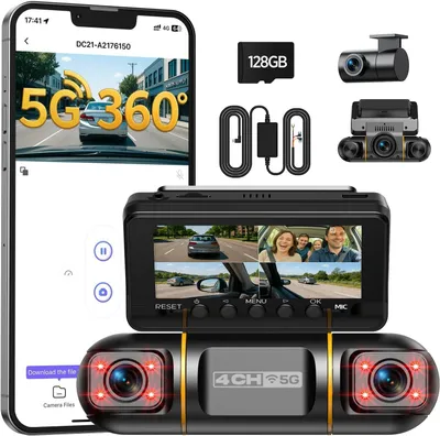 Immagine prodotto di Telecamera da cruscotto a 4 canali - Autocamera - Telecamera per auto - 360° - Registrazione a 1080P