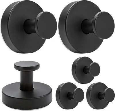 Produktbild von Handtuchhalter – Set mit 6 Stück – Glas – Bohrlos – Wiederverwendbar – Schwarz