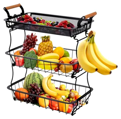 Produktbild von Obstregal – Obstkorb mit 3 Ebenen aus Metall