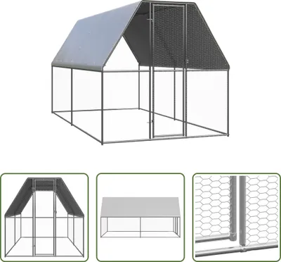 Zdjęcie produktu dla The Living Store Zewnętrzna klatka dla kurczaków 2x4x2 m Stal ocynkowana