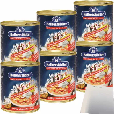 Produktbild von Halberstädter Wurst-Soljanka 6er Pack (6x800ml Dose) + usy Block