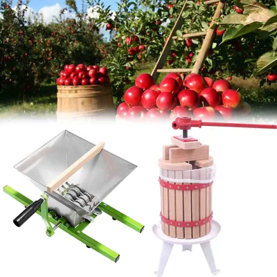 Produktbild von TRMLBE 6L lis na ovoce Ruční lis na víno Lis na jablka se 7L nerezovým mlýnkem na ovoce Mlýnek na kaši