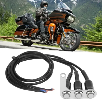 Image de Interrupteur de guidon de moto, bouton marche/arrêt à LED, IP65, étanche, pour les clignotants des phares et de l'avertisseur sonore