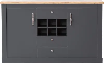 Produktbild von Sideboard im Landhaus Stil CESENA-61 in anthrazit mit Wotan Eiche Nb., B/H/T ca. 169/104/45 cm